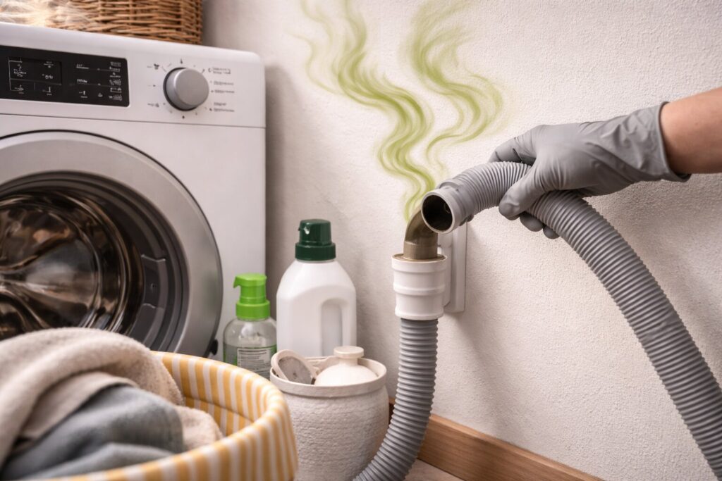 wasmachine afvoer stinkt, wasmachine